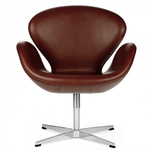 кресло swan chair кожа коричневое в Махачкале