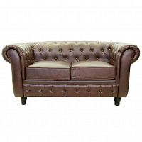 диван chesterfield двухместный прямой коричневый в Махачкале