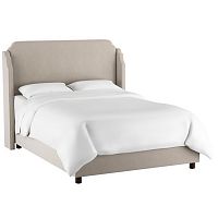 кровать двуспальная с мягкой спинкой 160х200 серая aurora wingback light gray в Махачкале