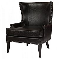 кресло мягкое с ушами черное gramercy club chair в Махачкале