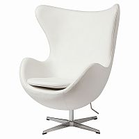 кресло egg chair кожа белое в Махачкале