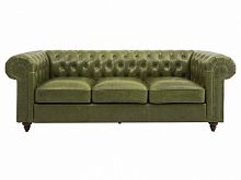 диван chester classic трехместный прямой оливковый, коричневые ножки в Махачкале