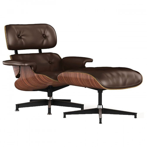 кресло lounge chair & ottoman коричневое в Махачкале