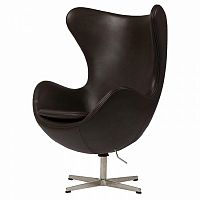 кресло egg chair кожа темно-коричневое в Махачкале