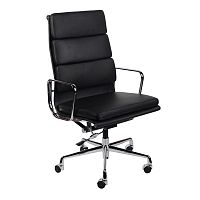 кресло eames style на колесиках черная кожа в Махачкале