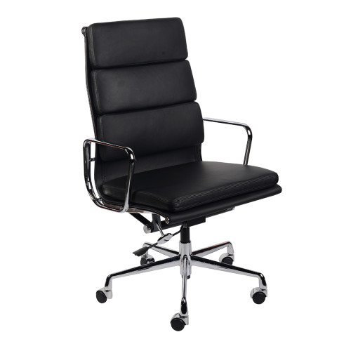 кресло eames style на колесиках черная кожа в Махачкале