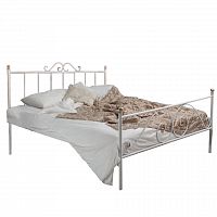 кованая двуспальная кровать 160х200 с двумя спинками белая оливия в Махачкале
