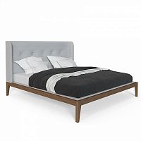 кровать двуспальная с мягким изголовьем 160x200 светло-серая fly soft new в Махачкале