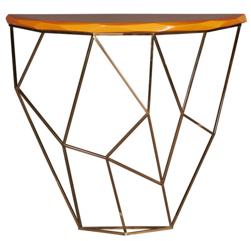консоль geometric 100x38x90 золото, коричневая столешница в Махачкале