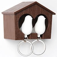 держатель+брелок для ключей двойной sparrow коричневый-белый в Махачкале