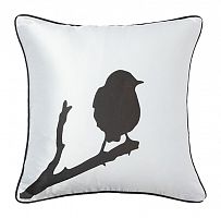 подушка с птичкой на ветке lone bird white в Махачкале