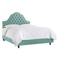кровать двуспальная 180х200 голубая с каретной стяжкой alina tufted seafoam в Махачкале
