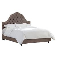 кровать двуспальная 160х200 серая с каретной стяжкой alina tufted smoke в Махачкале