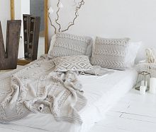 комплект плед с косами (180*220) и 2 наволочки (50*50) лён в Махачкале