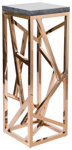 консоль geometric высокая 40x40x110 золото, серая столешница в Махачкале