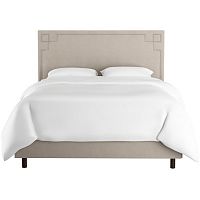 кровать двуспальная с мягкой спинкой 160х200 серая aiden light gray в Махачкале