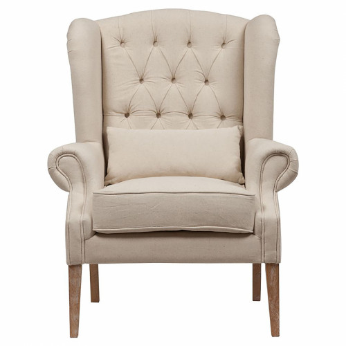 кресло wing back armchair белый лен в Махачкале