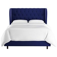кровать двуспальная 180х200 синяя с каретной стяжкой reed wingback blue velvet в Махачкале