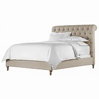 кровать двуспальная 160х200 бежевая из велюра chesterfield fabric sleigh bed в Махачкале