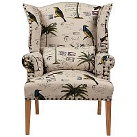 кресло мягкое с ушами quinn tufted armchair бежевое с рисунком в Махачкале