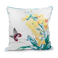 декоративная подушка белая с желтым цветком botanical style в Махачкале
