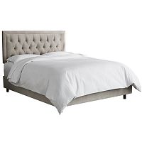 кровать двуспальная 180х200 серая с каретной стяжкой alix light gray в Махачкале