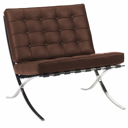 кресло barcelona chair экокожа коричневое в Махачкале