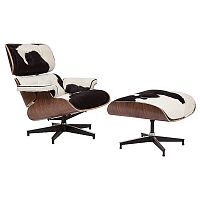 кресло lounge chair & ottoman черно-белое в Махачкале