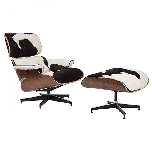 кресло lounge chair & ottoman черно-белое в Махачкале